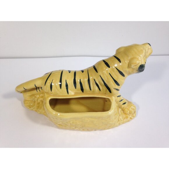 Vintage Mid Century Yellow Tiger Ceramic TV Planter - in great shape! - Picture 3 of 8